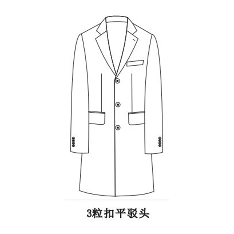 单排3粒扣平驳领明门襟