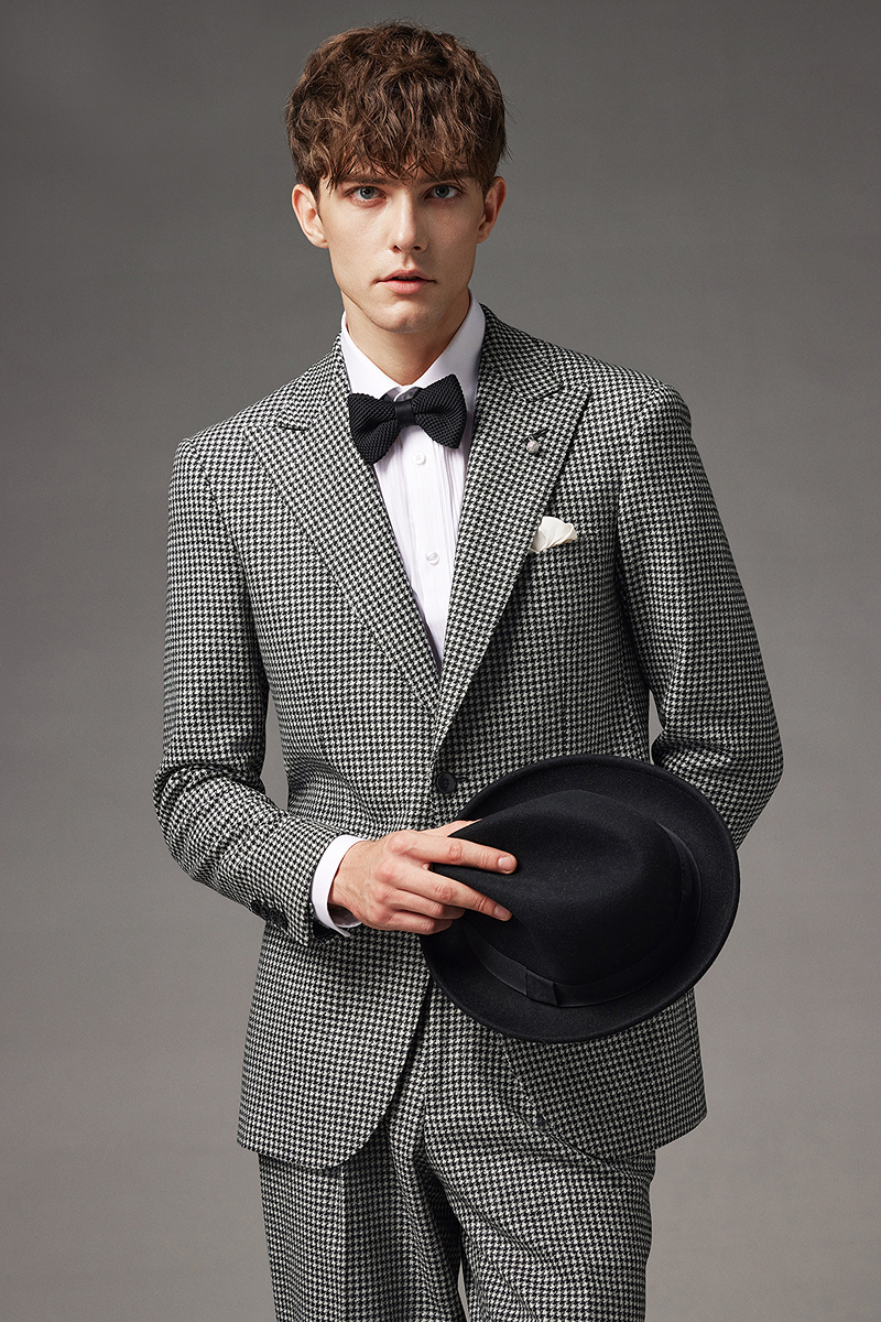 Black-White Houndstooth Flannel Two-Piece Suit