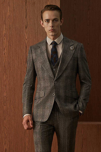Brown Checked Three-Piece Suit