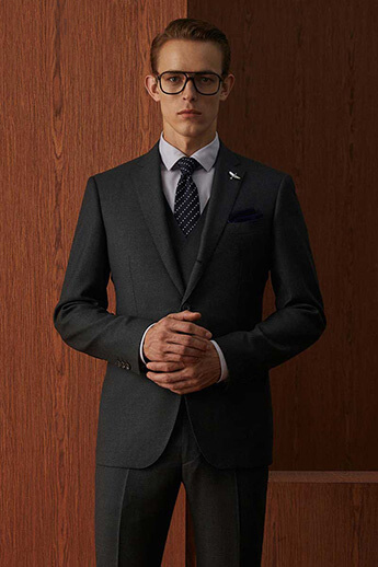 Grey Bird Eye Three-Piece Suit