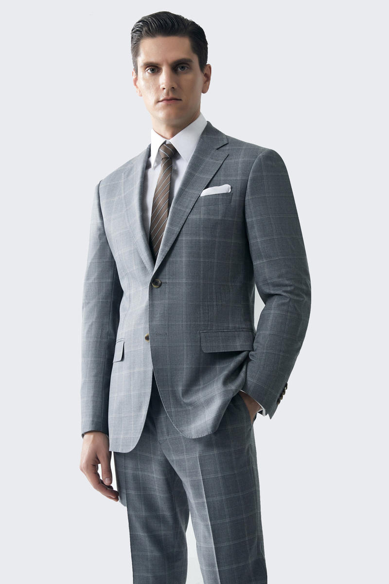 Grey Checked Two-Piece Suit