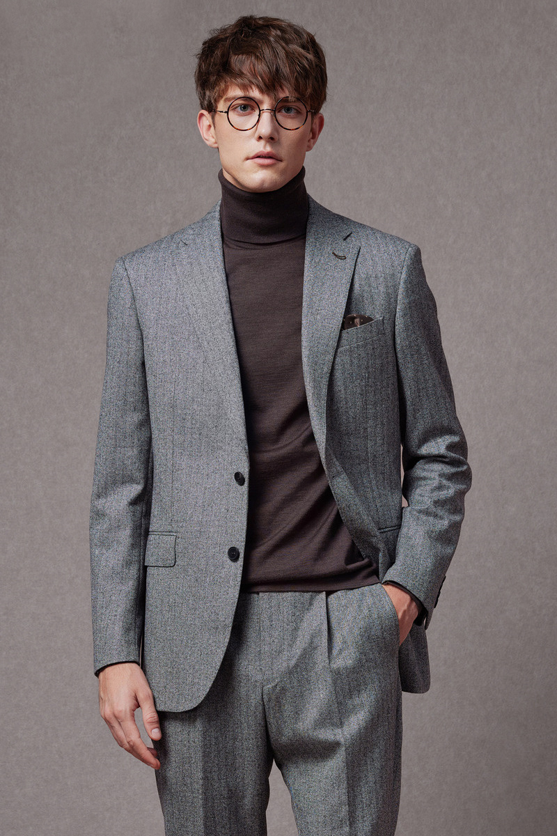 Grey Herringbone Two-Piece Suit
