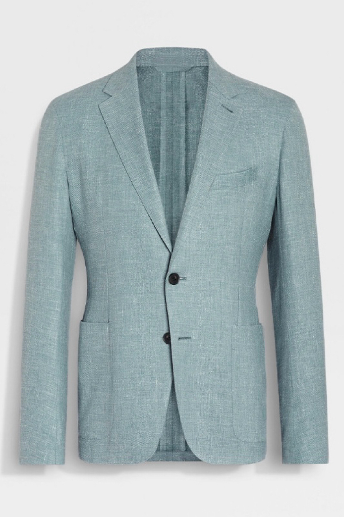 Men's Sage‑Green 100% Linen Unlined Suit