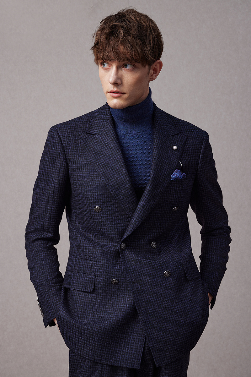 Navy Houndstooth Two-Piece Suit
