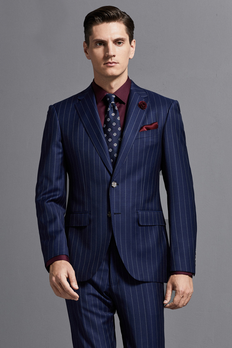 Navy Striped Two-Piece Suit