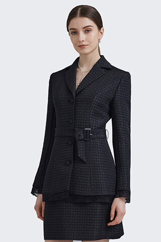 Black Jacquard&Lace Two-Piece Suit