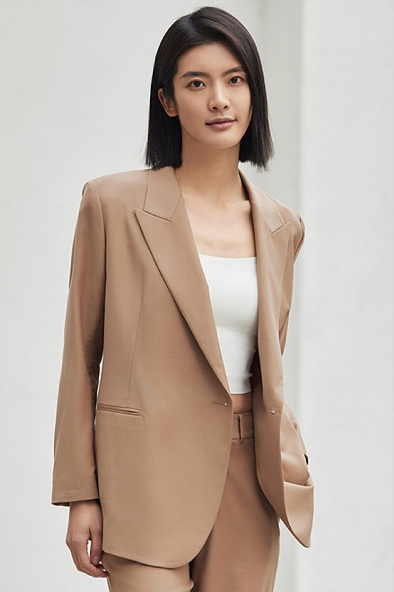 Camel Relaxed‑Fit Two‑Piece Suit