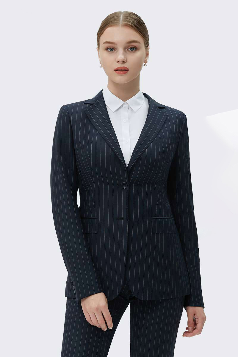 Dark Blue Striped Two-Piece Suit