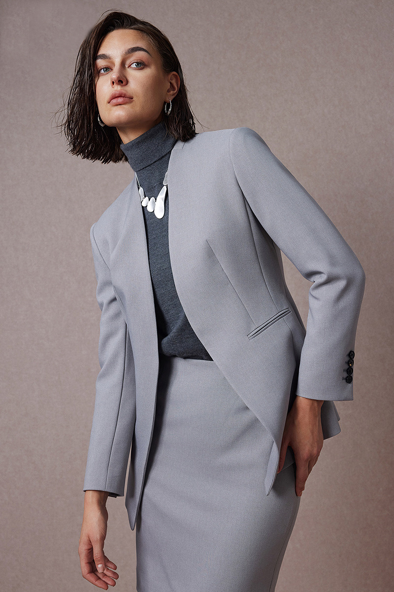 Grey V-neck Two-Piece Suit