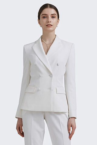 White Doublebreasted Two-Piece Suit